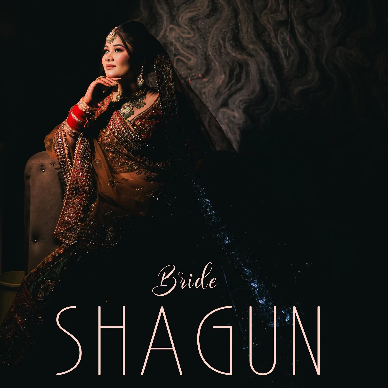 Shagun — bride seated in dramatic low light